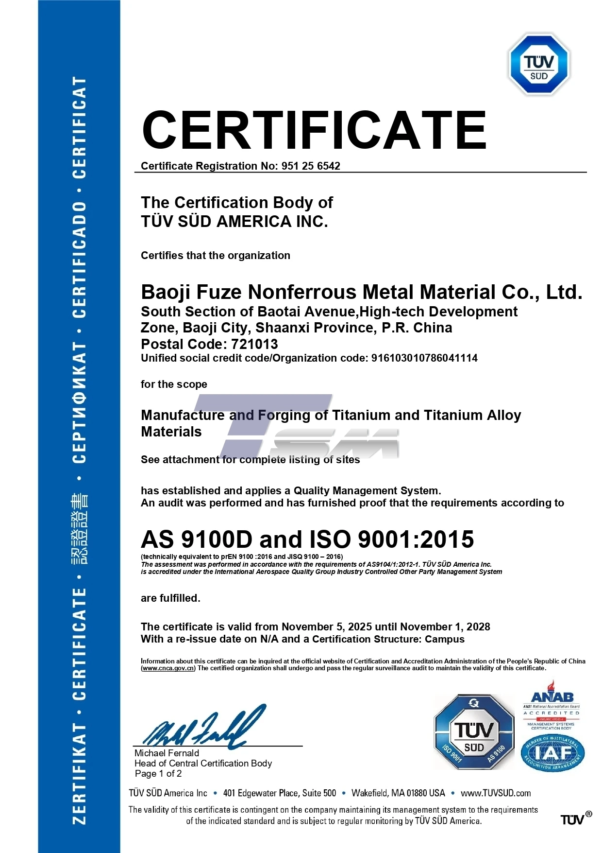 AS9100D Aerospace Quality Management System