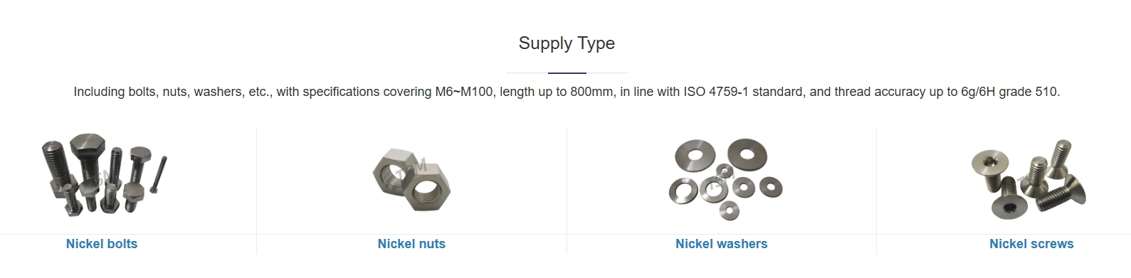 Hastelloy B Fasteners type Hastelloy B Fasteners type