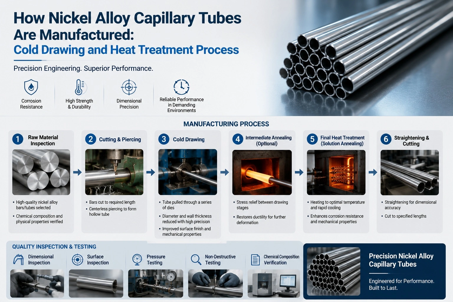How Nickel Alloy Capillary Tubes Are Manufactured: Cold Drawing and Heat Treatment Process